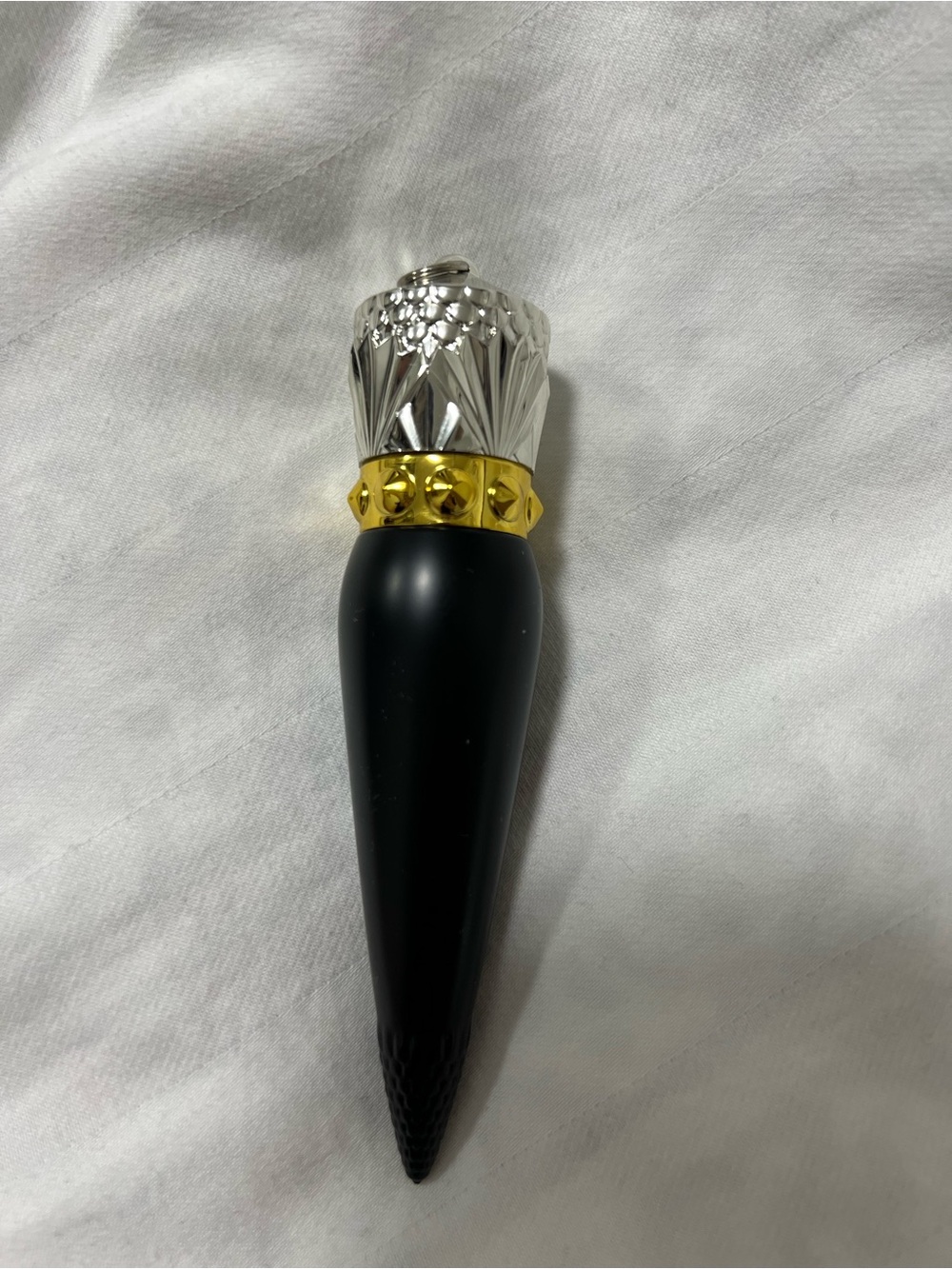 Christian Louboutin Matte Black & Gold Studded Lipstick Case